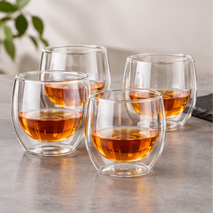 Tasting & Sipping Double-Walled Glass Whiskey Glasses (Set of 4)
